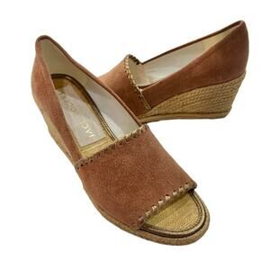 Jack Rogers Sz 6 Palmer Wedge Heel Sandals Brown Espadrilles Suede